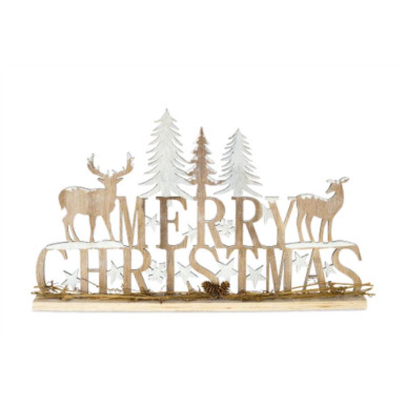 18 Brown and White Contemporary Merry Christmas Sign 34187807