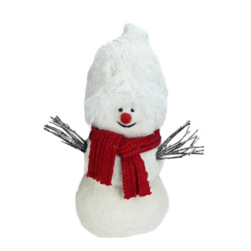 17.75 Red and White Snowman with Scarf Christmas Tabletop Decor