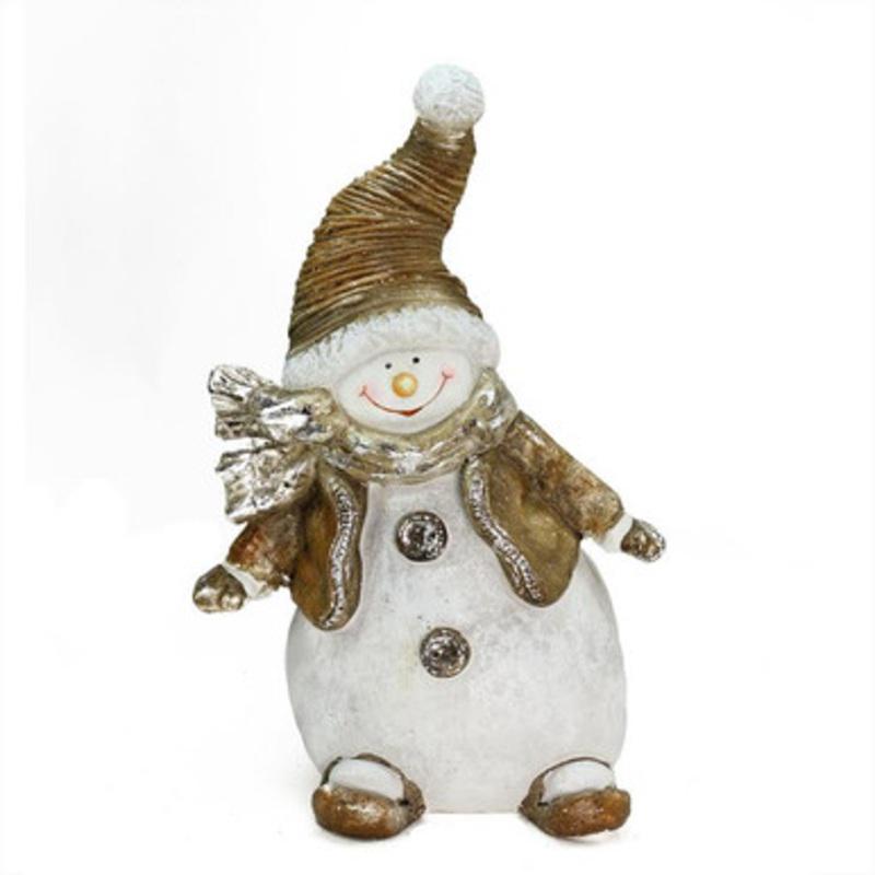 17 White and Brown Whimsical Snowshoeing Christmas Snowman Tabletop Figure