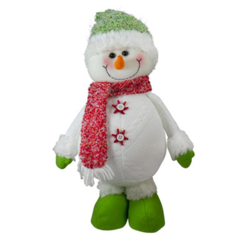 17 White and Green Standing Snowman Christmas Tabletop Figure
