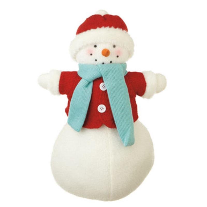 17 Red and White Lady Snowman Christmas Figurine