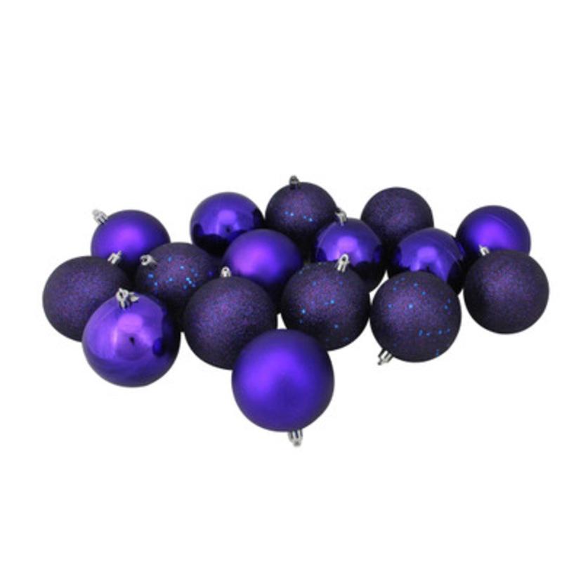 16ct Cobalt Blue Shatterproof 4-Finish Christmas Ball Ornaments 3 (75mm)