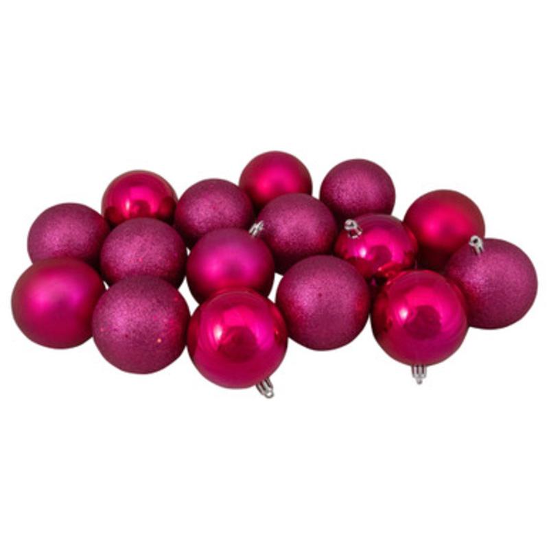 16ct Magenta Pink Shatterproof 4-Finish Christmas Ball Ornaments 3 (75mm)