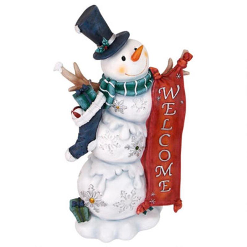 17 Avalanche the Snowman Welcome Sign Christmas Outdoor Garden Statue