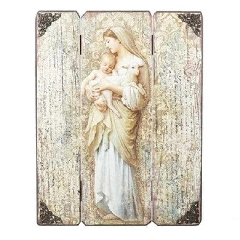 17 Beige and White Innocence Christmas Decorative Foldable Plaque