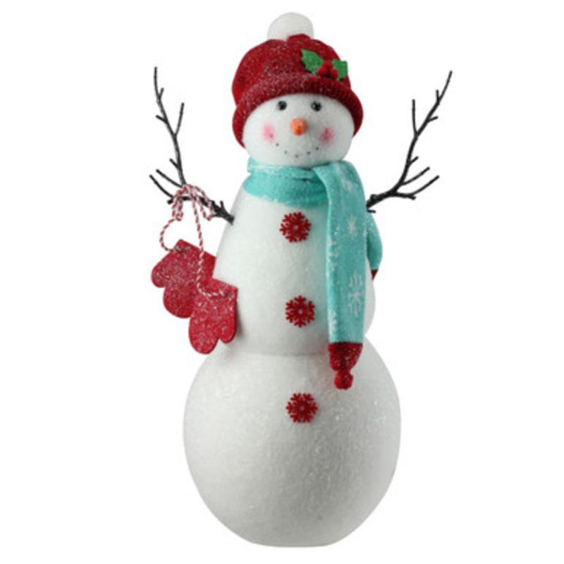 16.5 White and Red Snowman in Hat Christmas Tabletop Decor