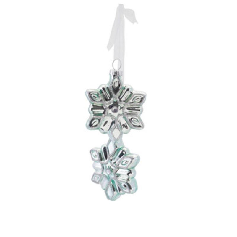 16 Soft Green Glittered Glass Snowflake Bundle Drop Christmas Ornament
