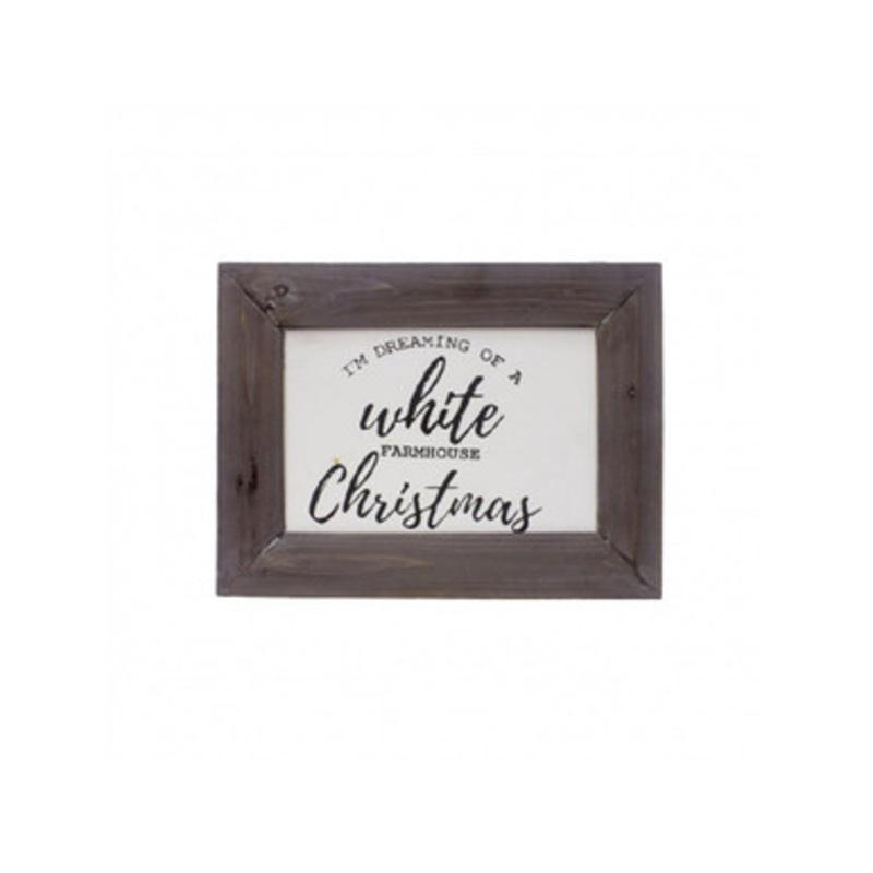 16 White Christmas Farmhouse Wood Framed Wall Sign Decoration