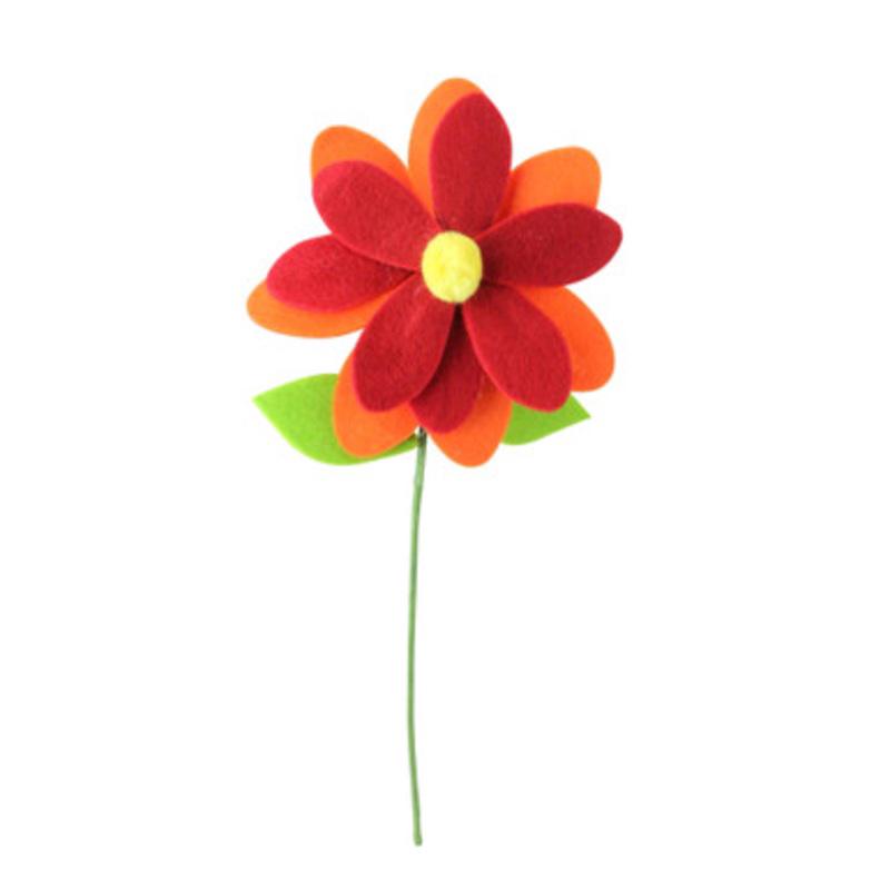 16 Red and Orange Rounded Flower Christmas Spray