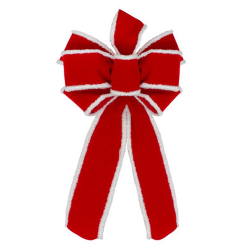 16 Red and White Six Loop Bow Christmas Decoration