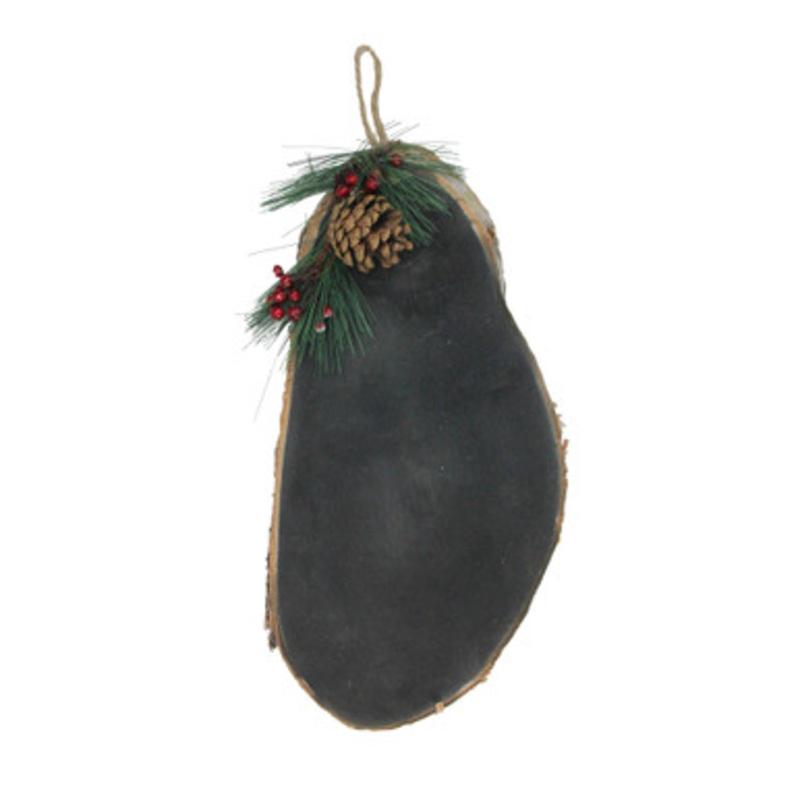 16 Country Rustic Oval Chalkboard on Birch Wood Christmas Decoration