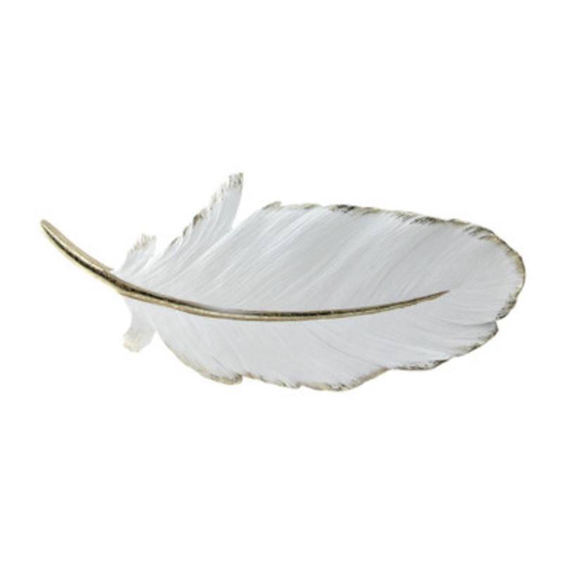 16 Gilded White Christmas Feather Shaped Plaque Wall Decor Accent