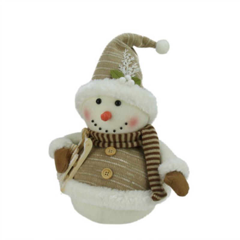 16 Brown and White Snowman with Sled Christmas Figurine