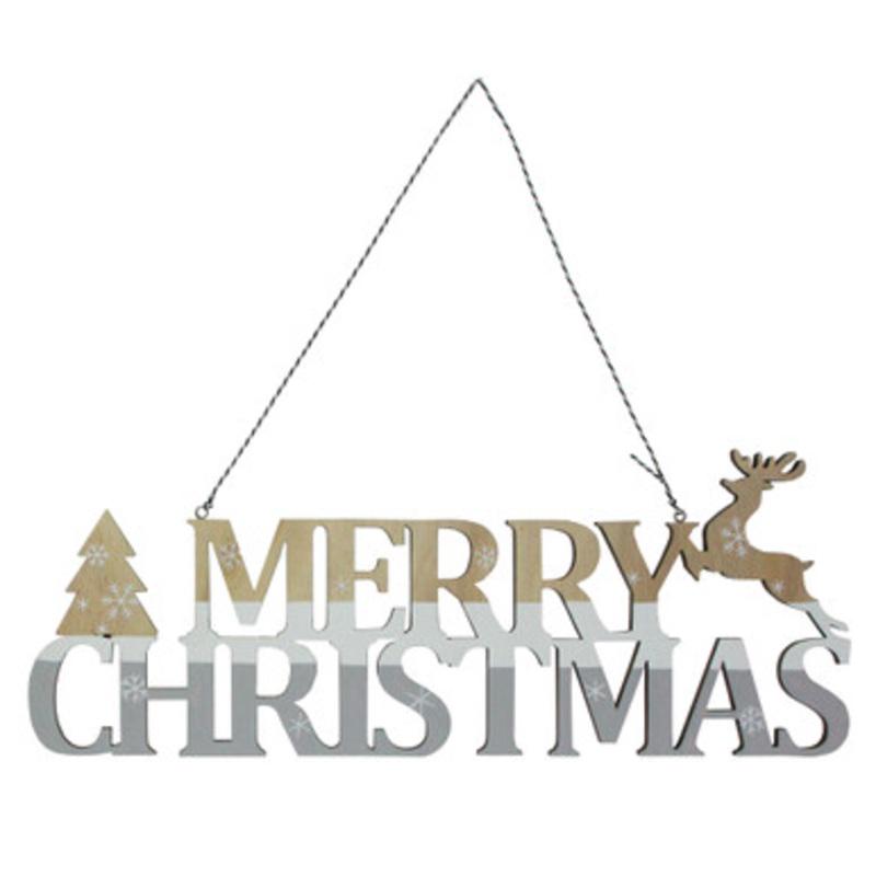 15.75 Wooden Gray and White Striped Merry Christmas Sign