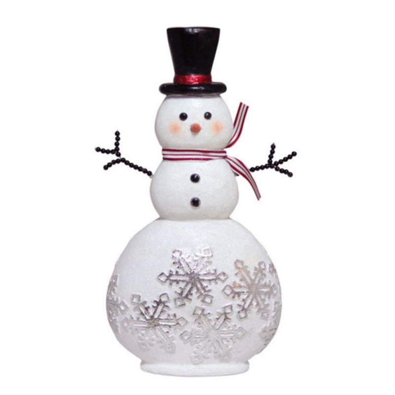 15 White and Black Glittered Snowman Adorned with Snowflakes Christmas Tabletop Decor