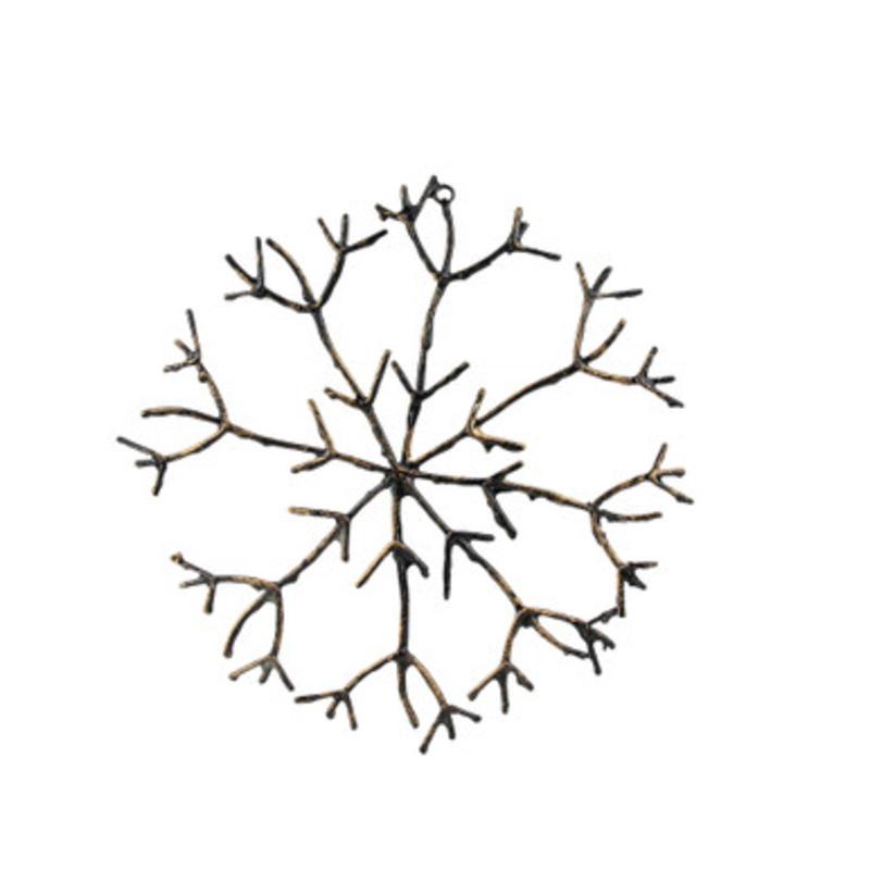 16 Black and Gold Birches Glittered Twig Snowflake Christmas Ornament