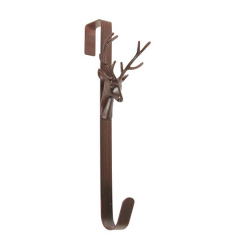 15.25 Brown Rustic Deer Over the Door Christmas Wreath Hanger