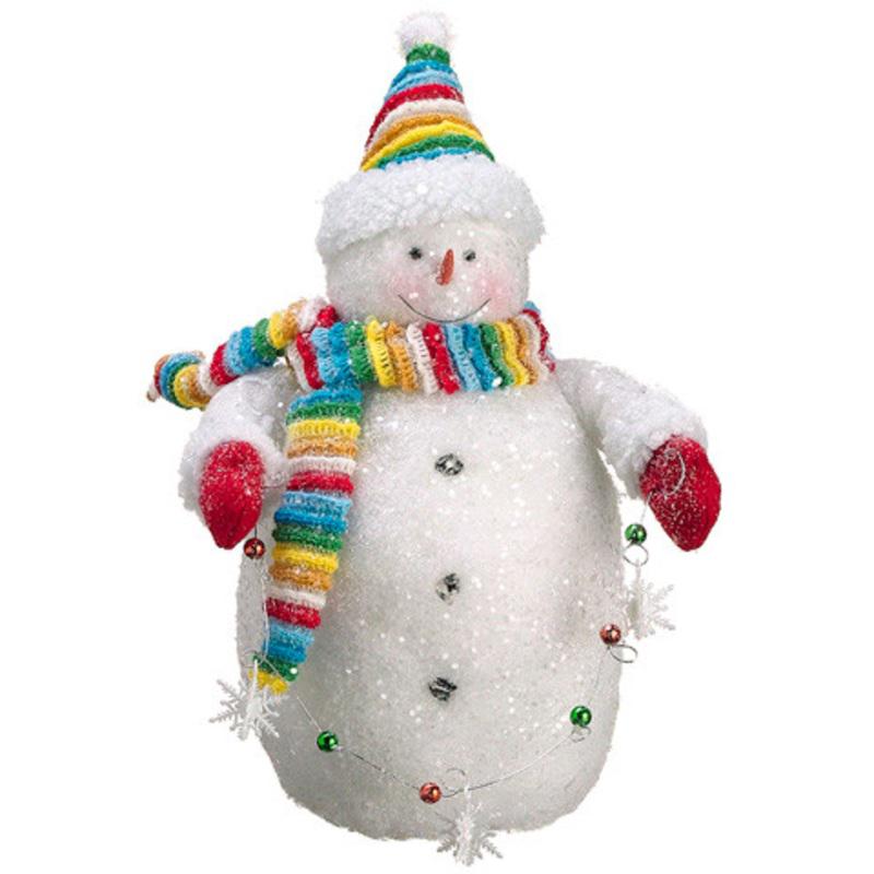 15 White and Red Chubby Snowman with Ornaments Strand Christmas Tabletop Figurine