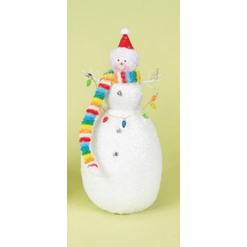 15 Cupcake Heaven Chubby Snowman with Rainbow Knit Scarf and Red Christmas Hat