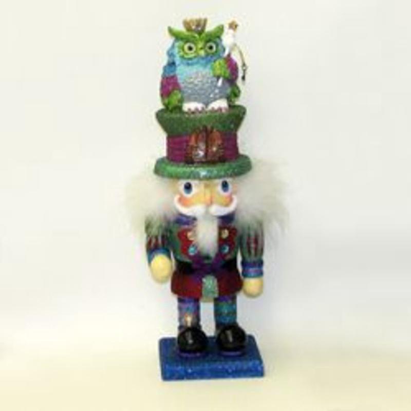 15 Deep Purple, Green and Blue  Wonderland Owl King Wooden Christmas Hollywood Nutcracker