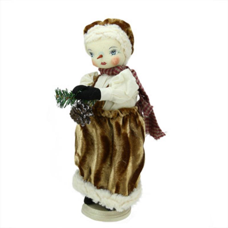 15 Gathered Traditions Fannie Snow Girl Decorative Christmas Figure with Stand