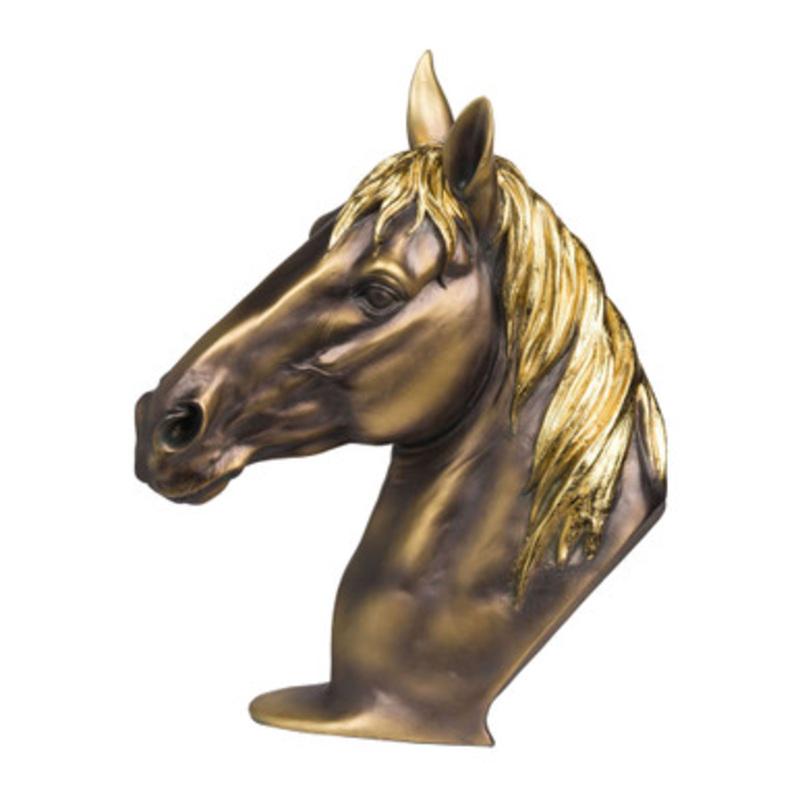 14.75 Gold and Black Metallic Vintage Horse Figurine Statue