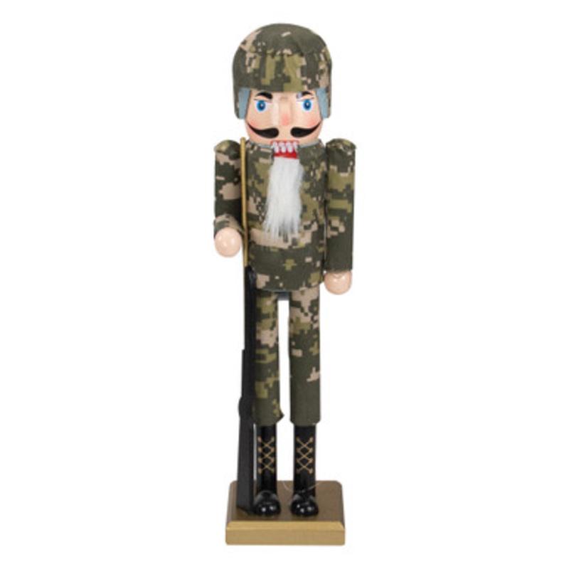 15 Beige and Green Army Soldier in Fatigues Christmas Nutcracker