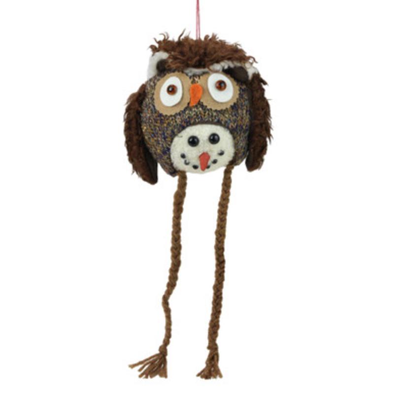 14 Storybook Garden Snowman with Plush Owl Hat Christmas Ornament