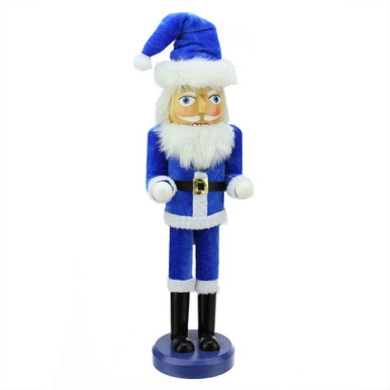 14 Blue and White Santa Wooden Holiday Nutcracker