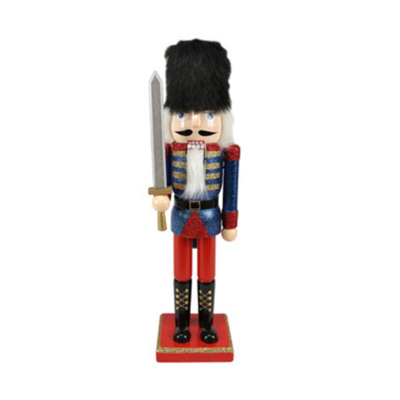 14 Decorative Wooden Blue, White and Gold Christmas Nutcracker Soldier with Sword  31302329