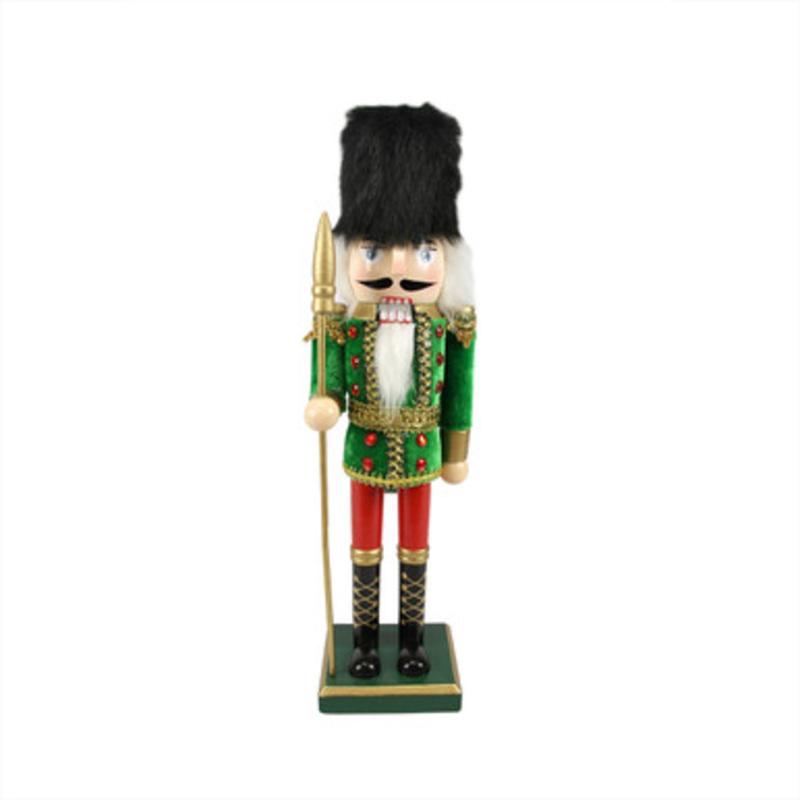 14 Decorative Wooden Green, Red and Gold Christmas Nutcracker Soldier with Spear  31302392