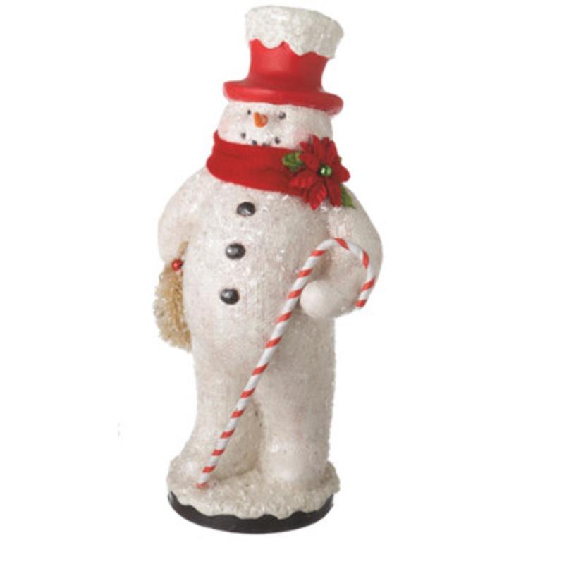 13 White and Red Snowman Holding Wreath Christmas Figurine