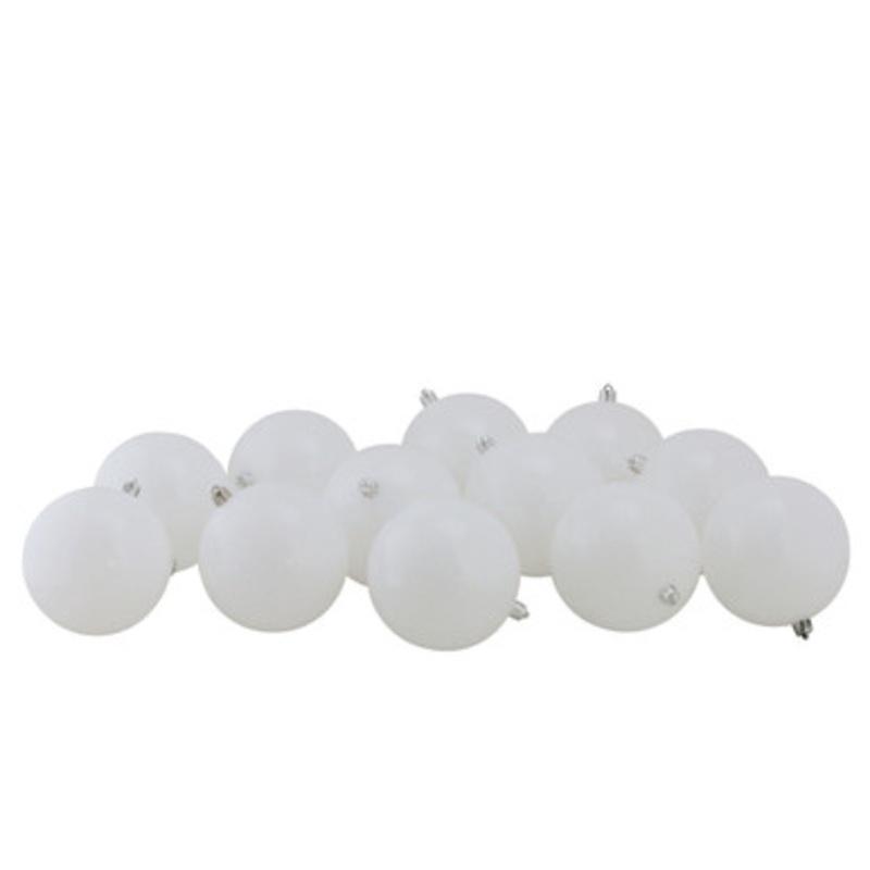 12ct Winter White Shatterproof Shiny Christmas Ball Ornaments 4 (100mm)