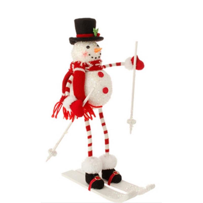 13 Alpine Chic Poseable Skiing Snowman with Top Hat Christmas Tabletop Decoration  31728195