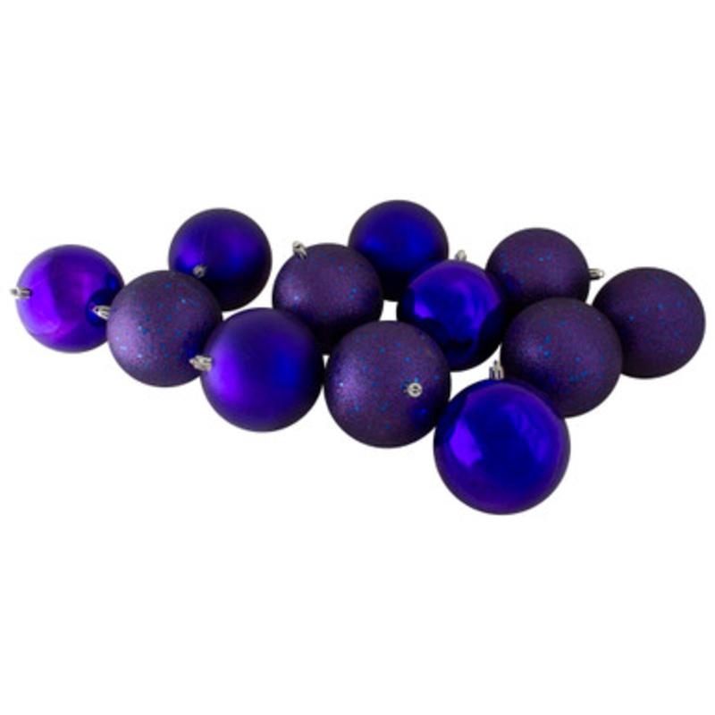 12ct Indigo Blue Shatterproof 4-Finish Christmas Ball Ornaments 4 (100mm)