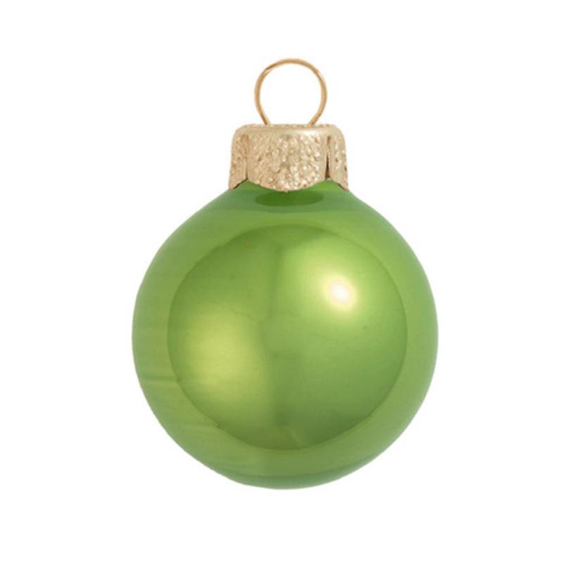 12ct Lime Green Pearl Glass Christmas Ball Ornaments 2.75 (69mm)