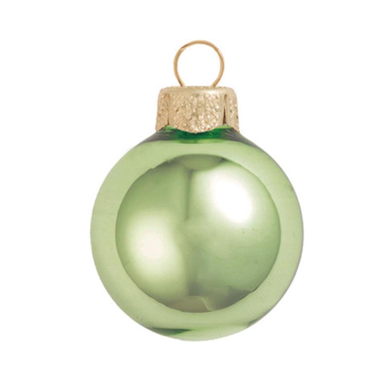 12ct Lime Green Shiny Glass Christmas Ball Ornaments 2.75 (70mm)