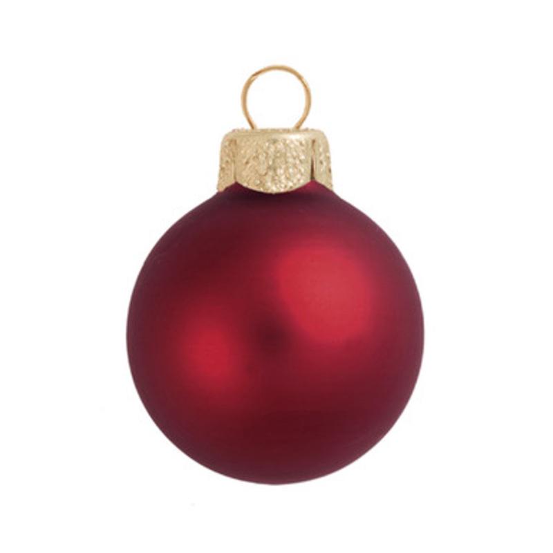 12ct Matte Burgundy Red Glass Ball Christmas Ornaments 2.75 (70mm)