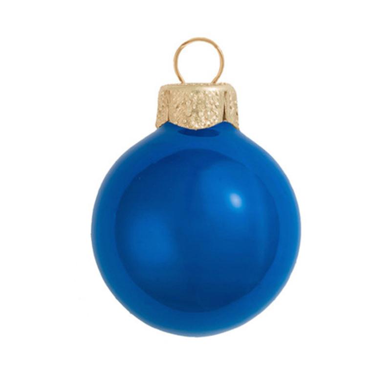 12ct Cobalt Blue Pearl Glass Christmas Ball Ornaments 2.75 (70mm)