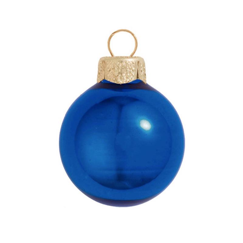 12ct Cobalt Blue Shiny Glass Christmas Ball Ornaments 2.75 (70mm)