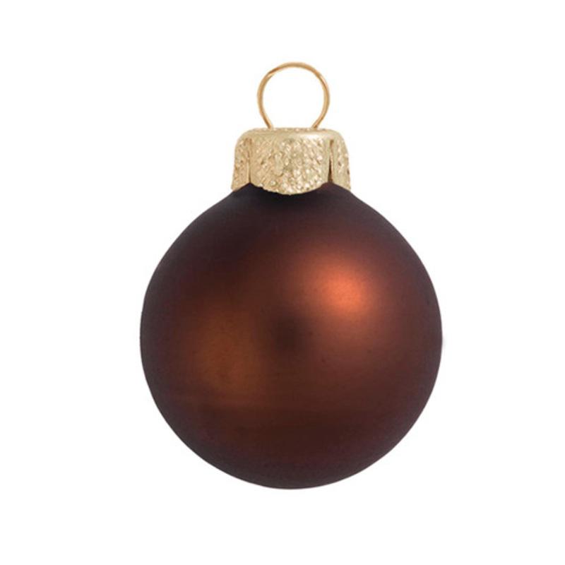 12ct Cocoa Brown and Gold Matte Glass Christmas Ball Ornaments 2.75 (70mm)