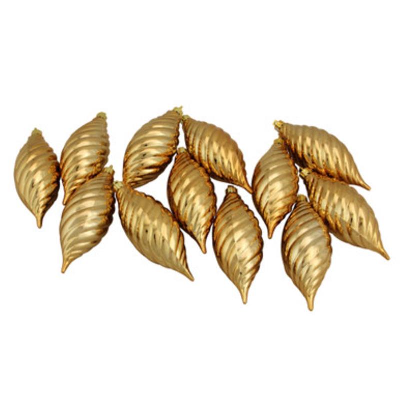 12ct Gold Shatterproof Christmas Finial Ornaments 4.75