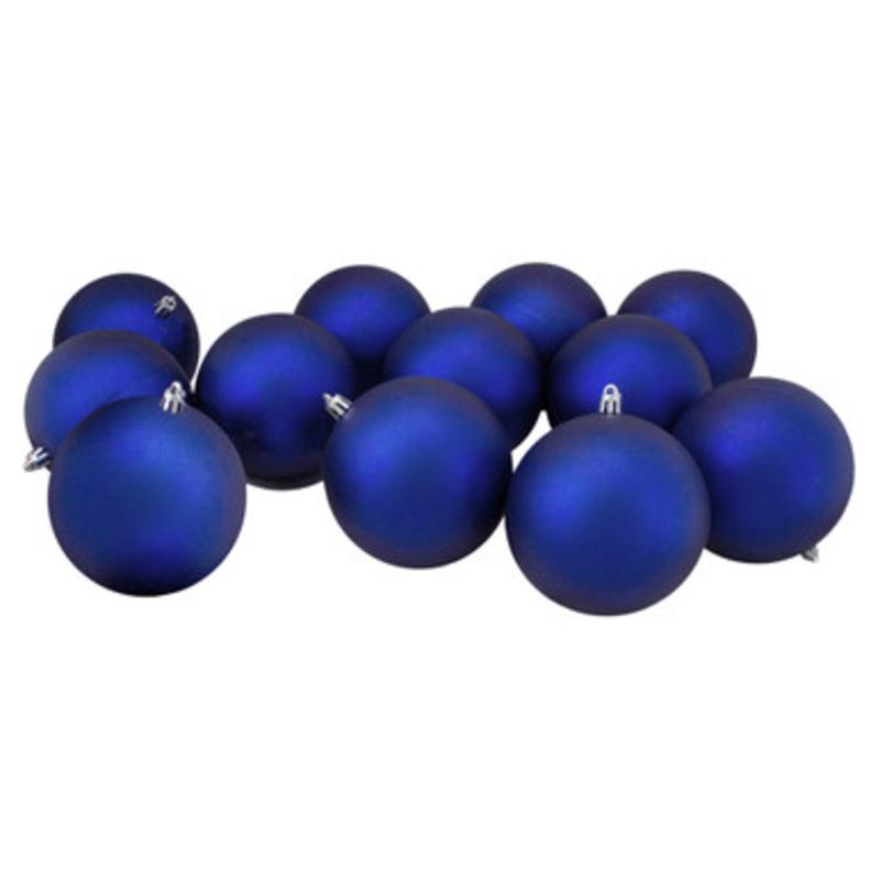 12ct Matte Royal Blue Shatterproof Christmas Ball Ornaments 4 (100mm)