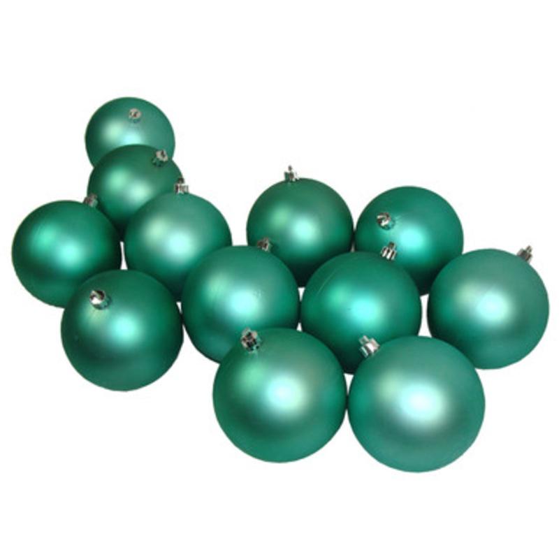 12ct Matte Seafoam Green Shatterproof Christmas Ball Ornaments 4 (100mm)