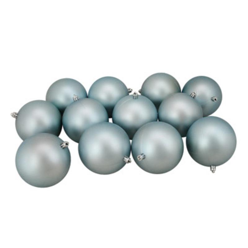 12ct Mermaid Blue Shatterproof Matte Christmas Ball Ornaments 4 (100mm)