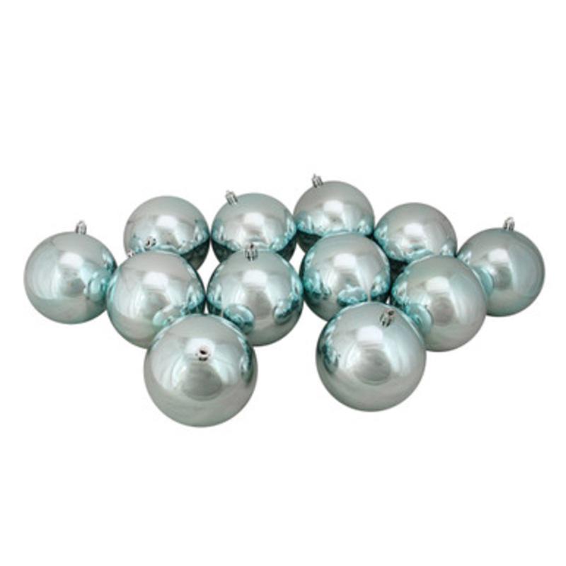 12ct Mermaid Blue Shatterproof Shiny Christmas Ball Ornaments 4 (100mm)