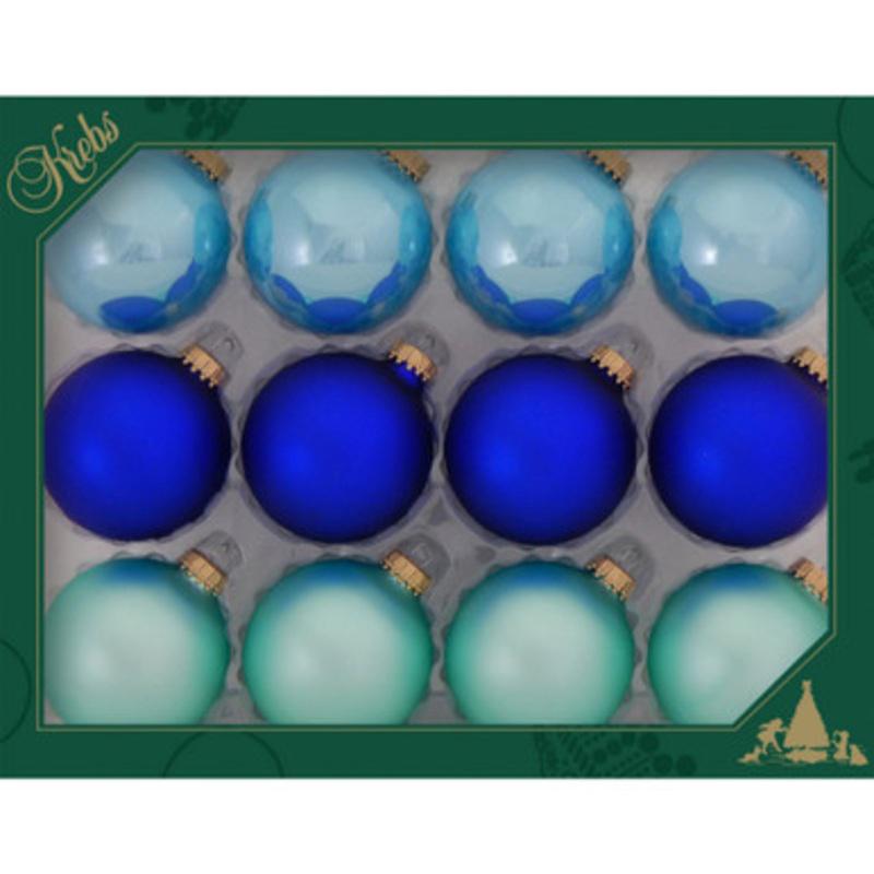 12ct Navy Blue 2-Finish Christmas Ball Ornaments 2.5 (67mm)