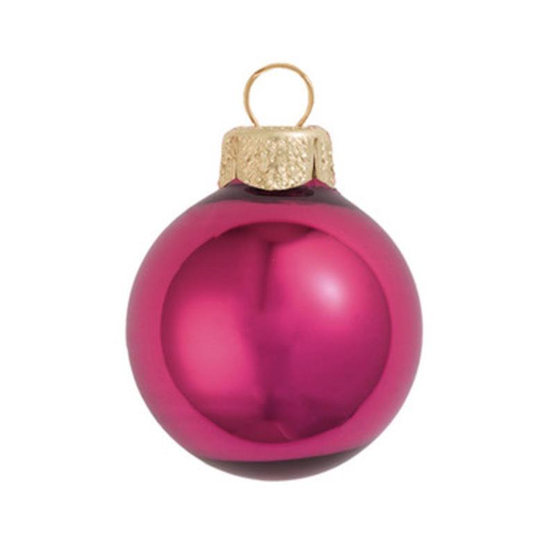 12ct Pink Shiny Finish Glass Christmas Ball Ornaments 2.75 (70mm)