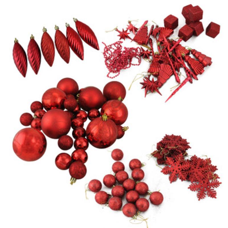 125ct Apple Red Shatterproof 3-Finish Christmas Ornaments 5.5