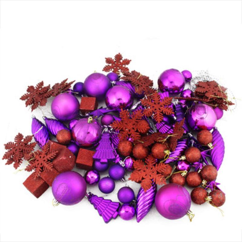 125ct Purple and Red Shatterproof 3-Finish Christmas Ornaments 5.5 (139.7mm)